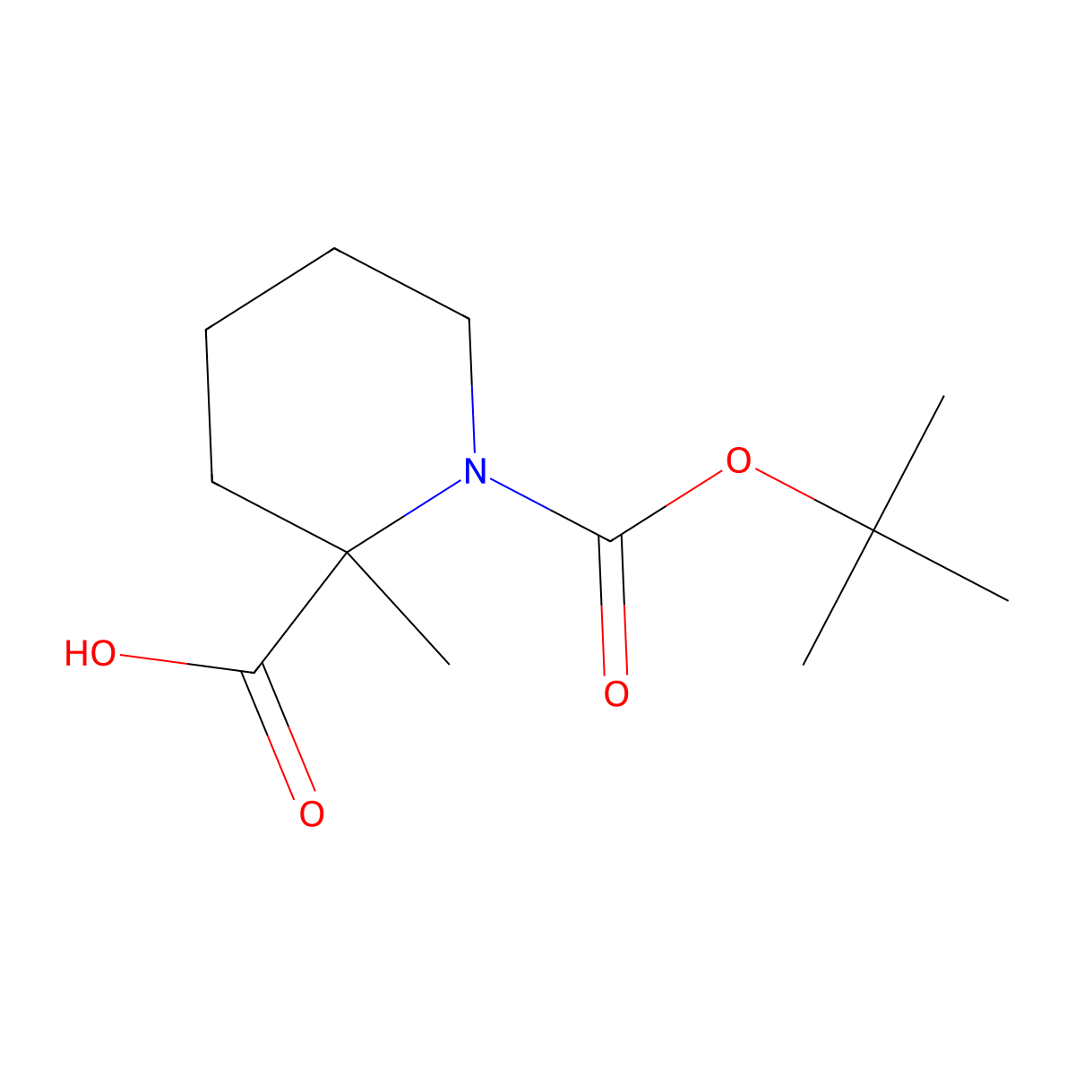 (R)-1-(tert-Butoxycarbonyl)-2-methylpiperidine-2-carboxylic acid molecular structure, CAS 1415566-32-3