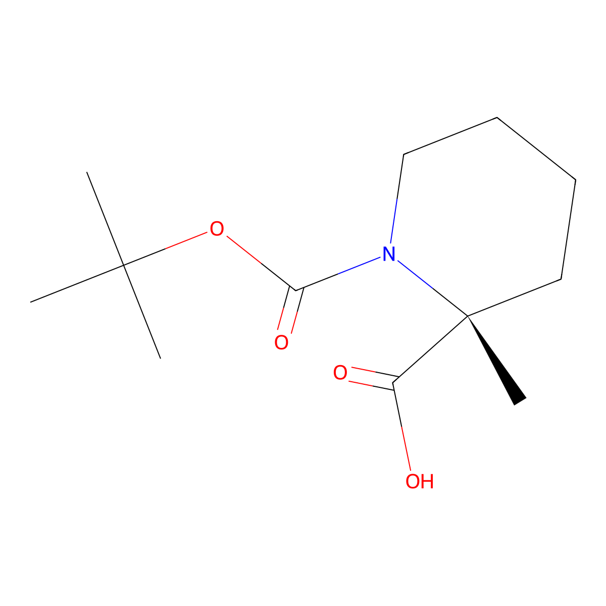 (R)-1-(tert-Butoxycarbonyl)-2-methylpiperidine-2-carboxylic acid molecular structure, CAS 1415566-32-3