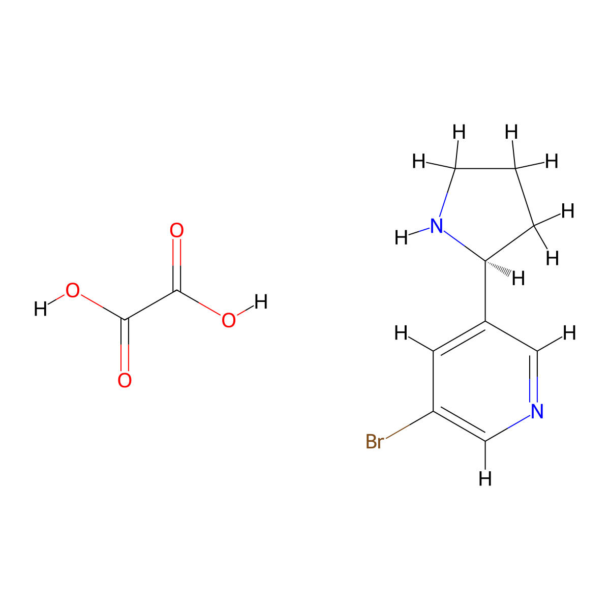 (S)-3-bromo-5-(pyrrolidin-2-yl)pyridine oxalate molecular structure, CAS 1415566-33-4