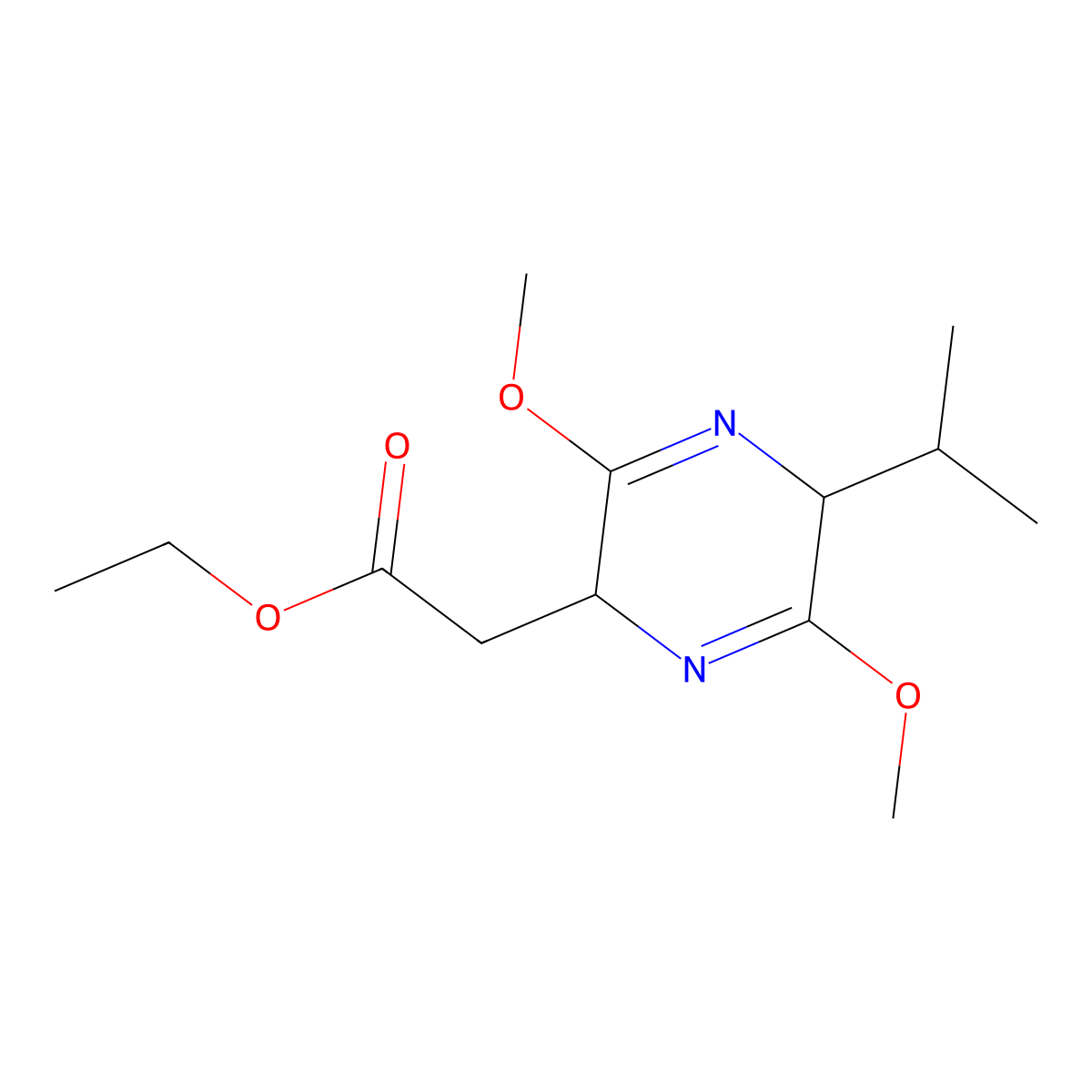 ethyl 2-((5R)-5-isopropyl-3,6-dimethoxy-2,5-dihydropyrazin-2-yl)acetate molecular structure, CAS 1415566-75-4