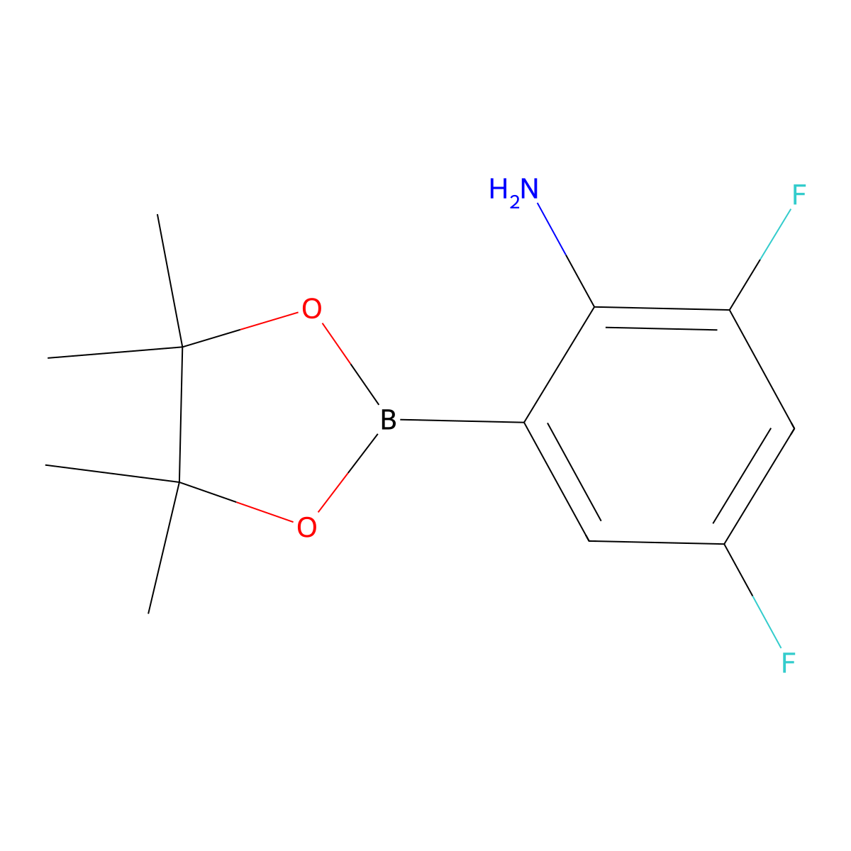 2,4-Difluoro-6-(4,4,5,5-tetramethyl-1,3,2-dioxaborolan-2-yl)aniline molecular structure, CAS 1415568-78-3