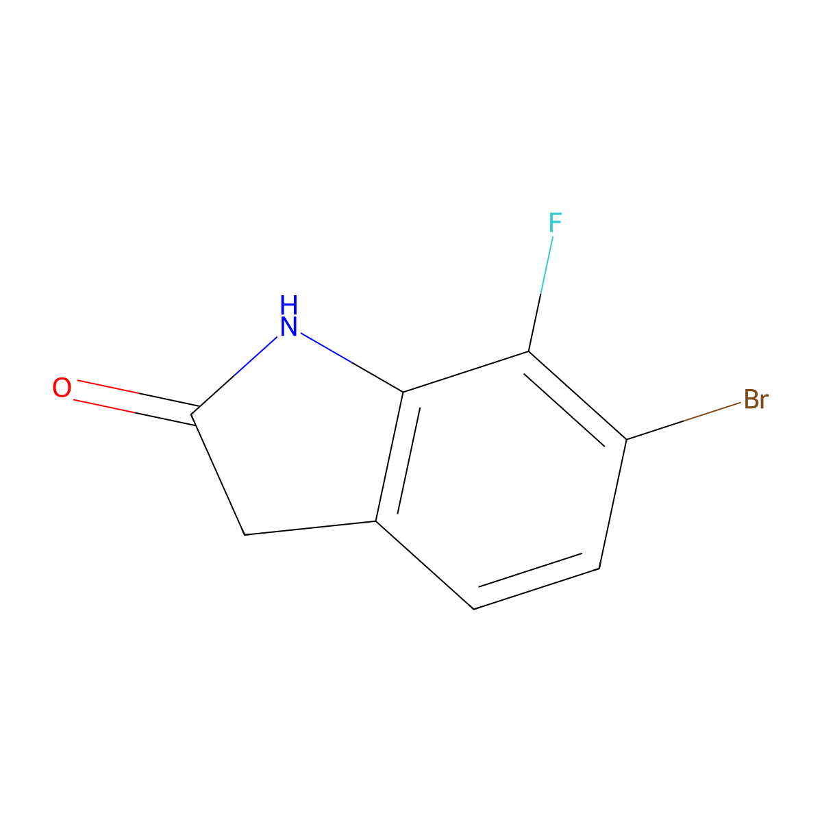6-bromo-7-fluoro-2,3-dihydro-1H-indol-2-one molecular structure, CAS 1415580-09-4