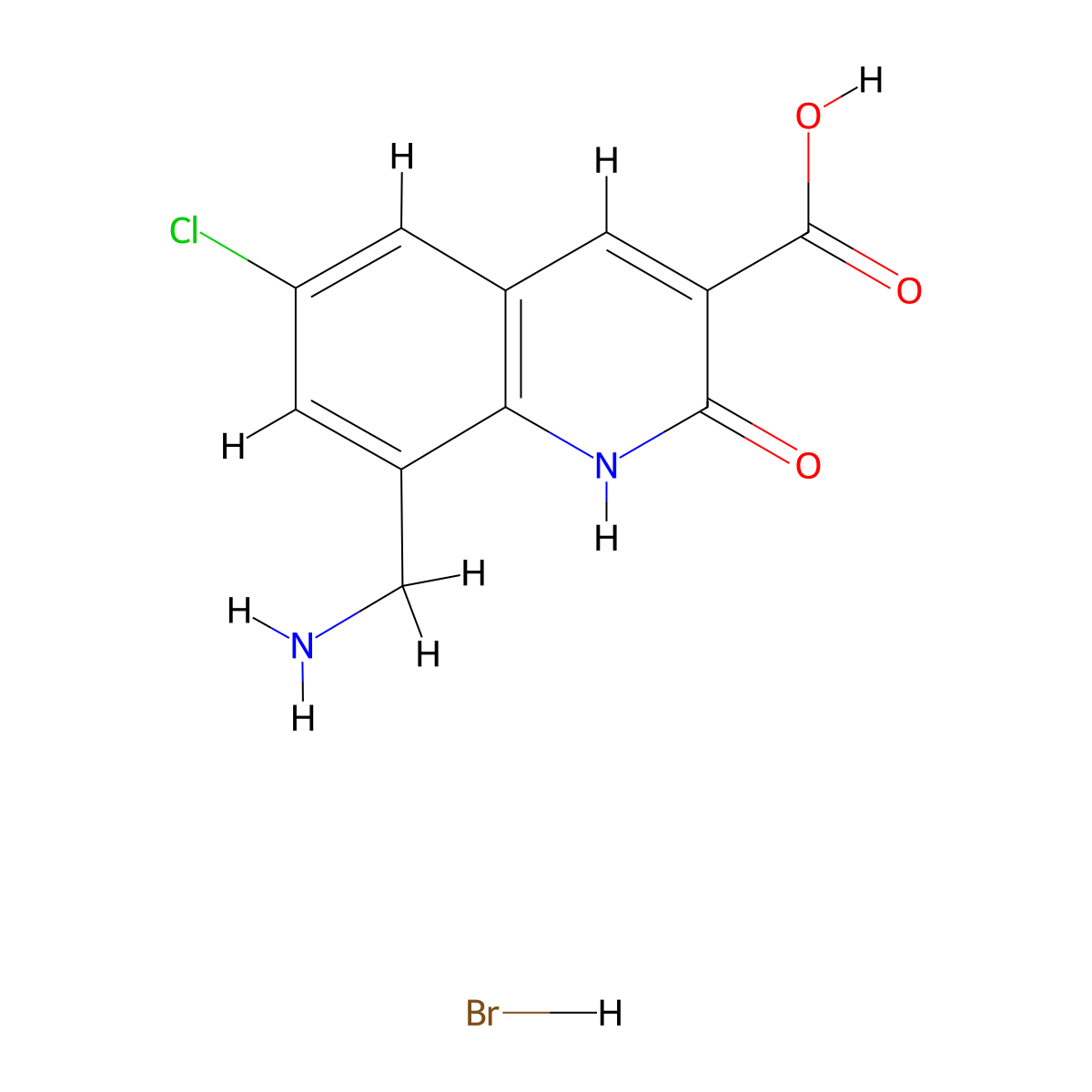 8-(Aminomethyl)-6-chloro-2-oxo-1,2-dihydroquinoline-3-carboxylic acid hydrobromide molecular structure, CAS 1415596-60-9