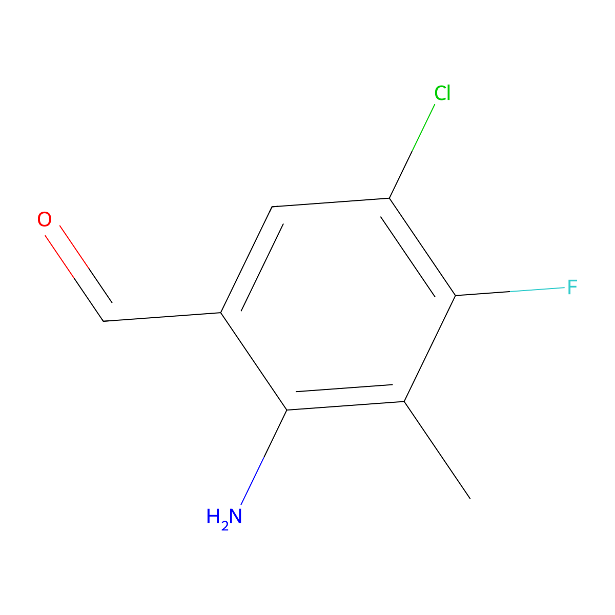 2-Amino-5-chloro-4-fluoro-3-methylbenzaldehyde molecular structure, CAS 1415597-14-6
