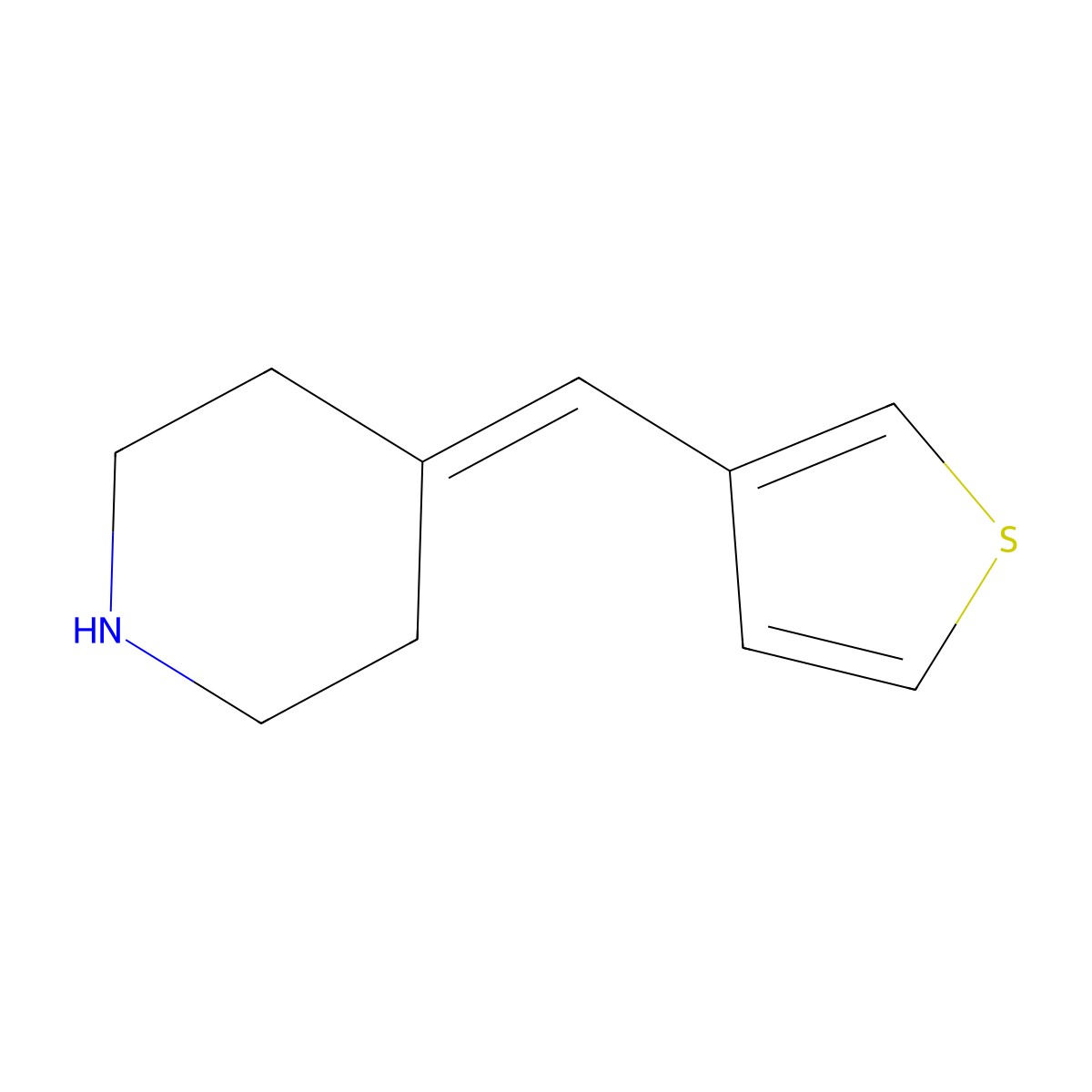 4-[(Thiophen-3-yl)methylidene]piperidine molecular structure, CAS 1415607-62-3