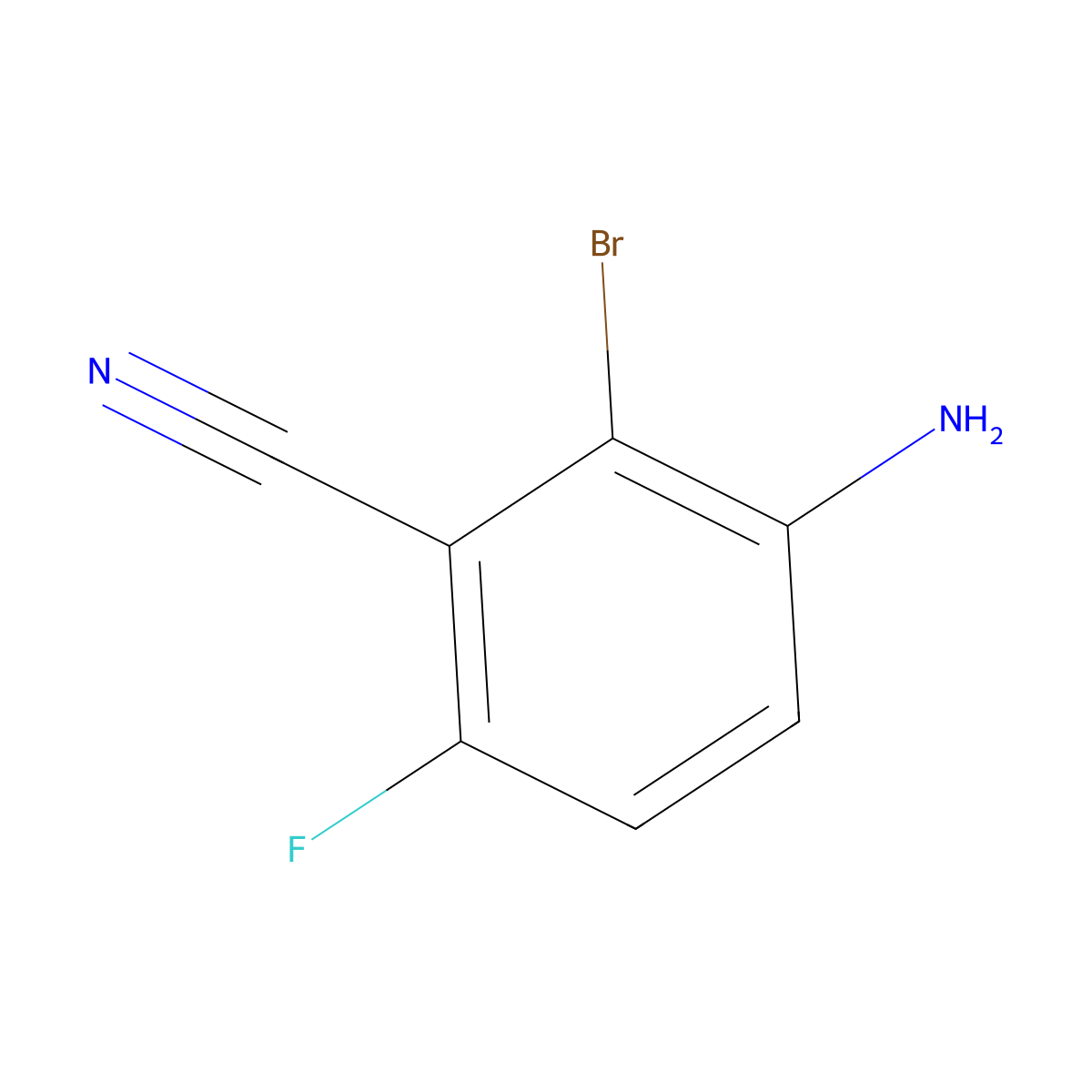 2-Bromo-3-amino-6-fluorobenzonitrile molecular structure, CAS 1415633-90-7
