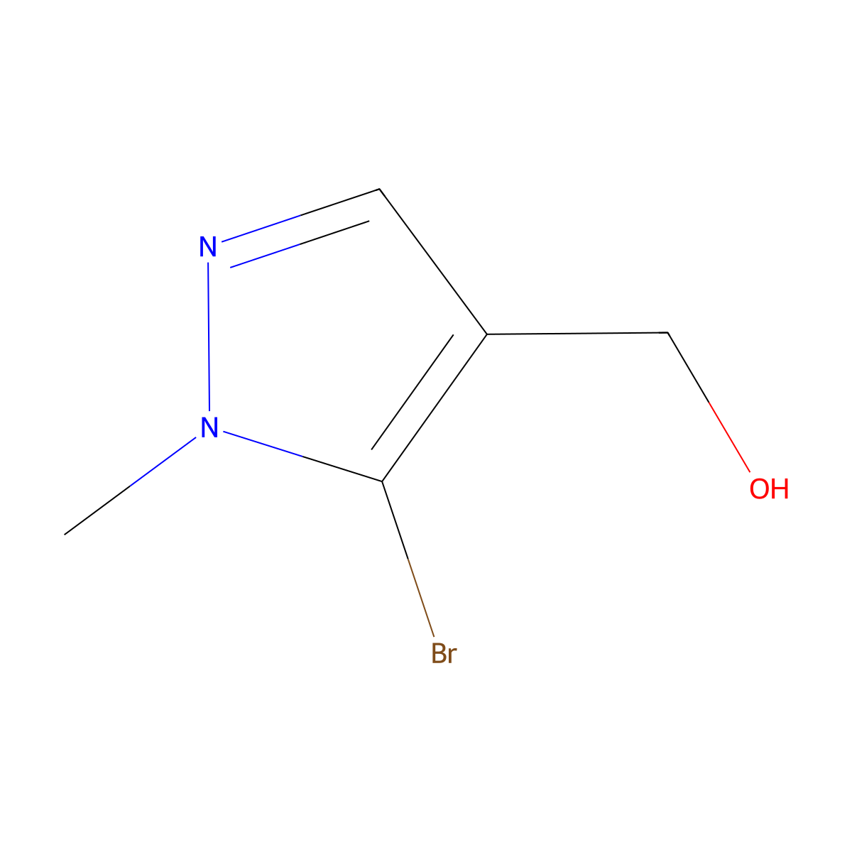 (5-bromo-1-methyl-1H-pyrazol-4-yl)methanol molecular structure, CAS 1415638-13-9