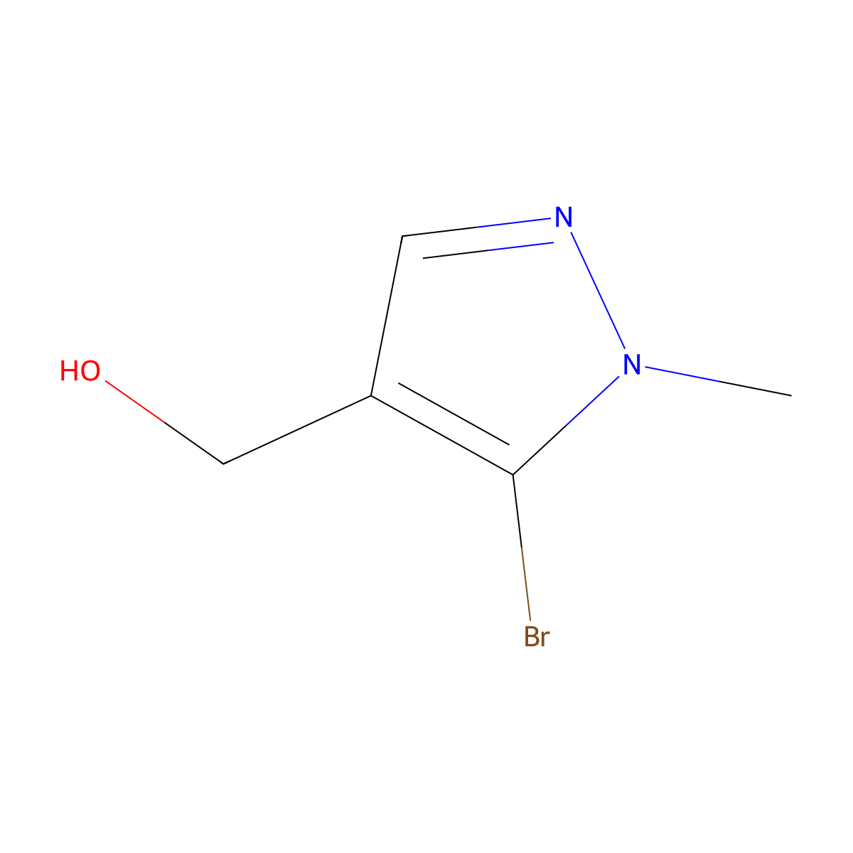 (5-bromo-1-methyl-1H-pyrazol-4-yl)methanol molecular structure, CAS 1415638-13-9