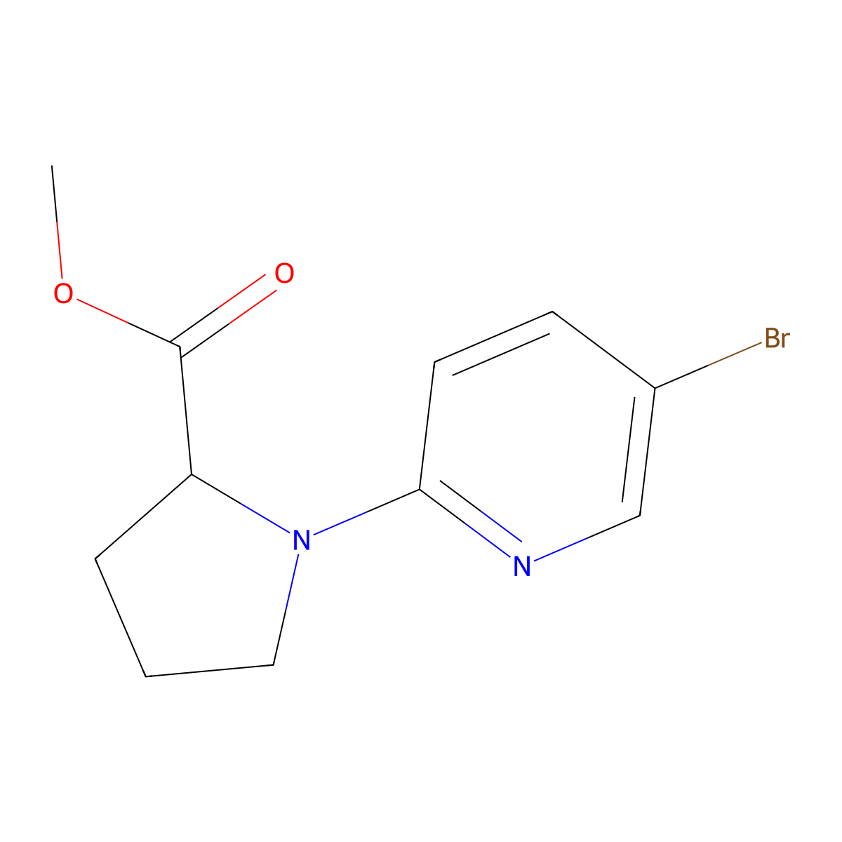 Methyl 1-(5-bromopyridin-2-yl)pyrrolidine-2-carboxylate molecular structure, CAS 1415655-80-9