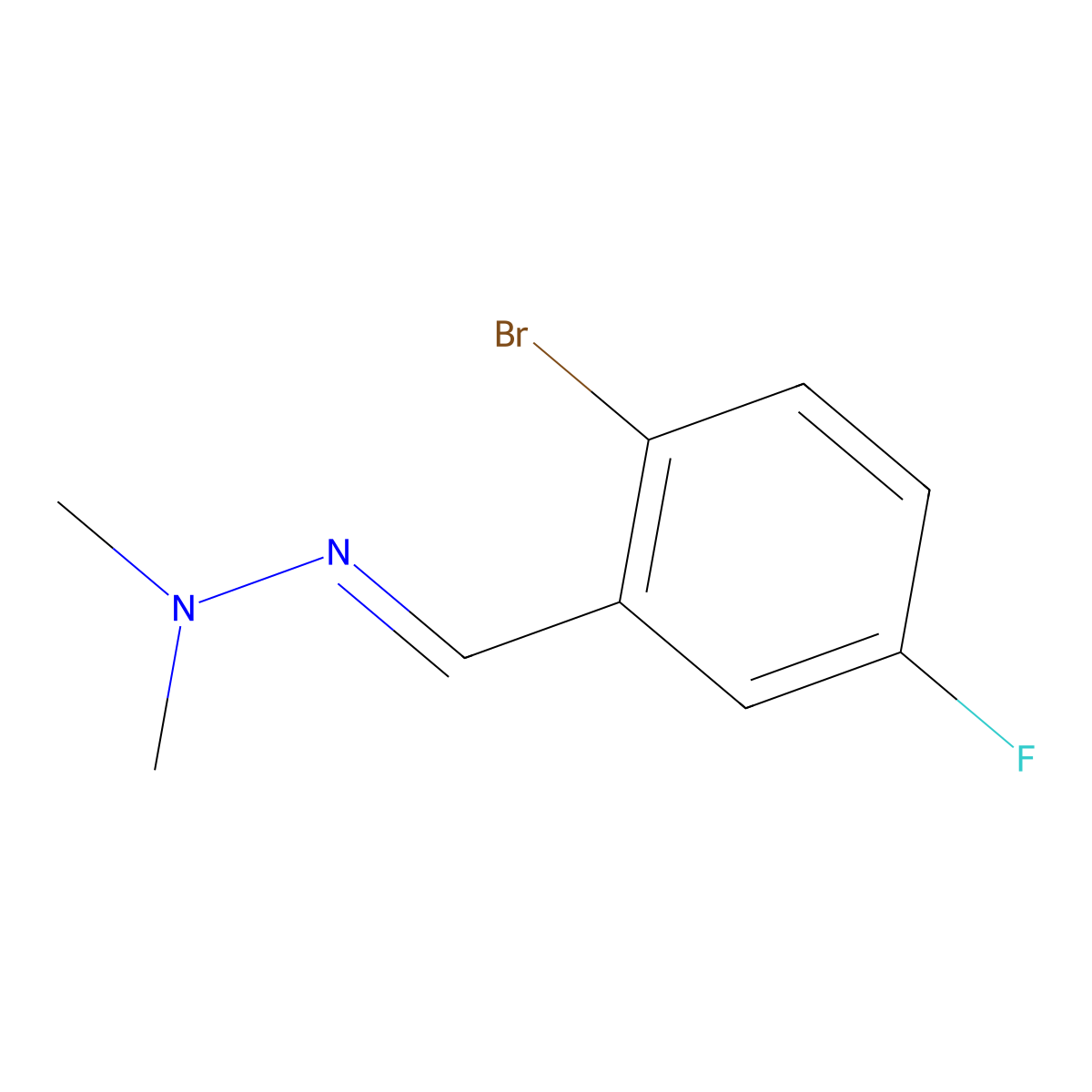 2-(2-Bromo-5-fluorobenzylidene)-1,1-dimethylhydrazine molecular structure, CAS 1415679-62-7