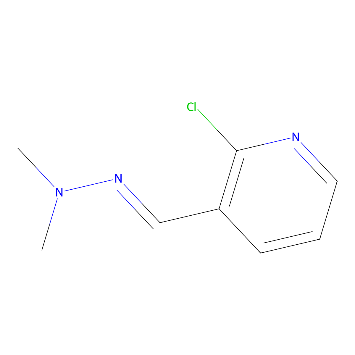 2-Chloro-3-((2,2-dimethylhydrazineylidene)methyl)pyridine molecular structure, CAS 1415679-67-2