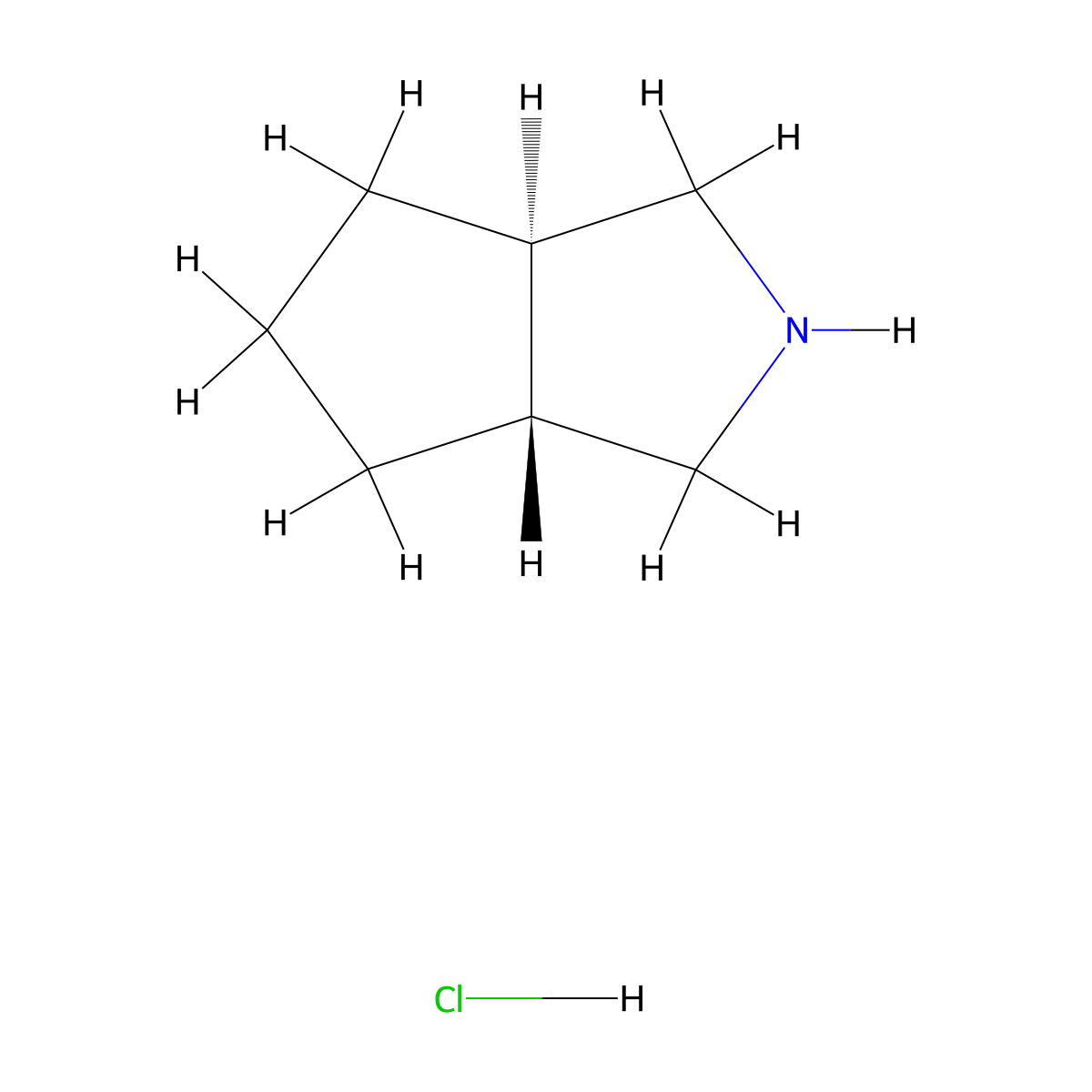 trans-1,2,3,3a,4,5,6,6a-Octahydrocyclopenta[c]pyrrole;hydrochloride molecular structure, CAS 1415703-03-5