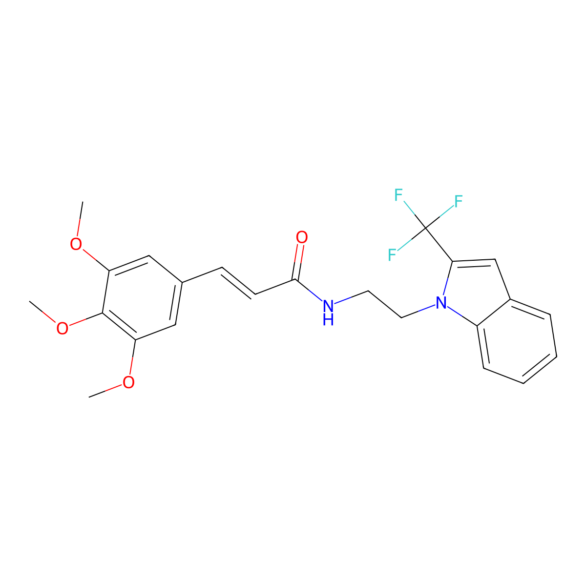 (E)-N-(2-(2-(Trifluoromethyl)-1H-indol-1-yl)ethyl)-3-(3,4,5-trimethoxyphenyl)acrylamide molecular structure, CAS 1415716-58-3