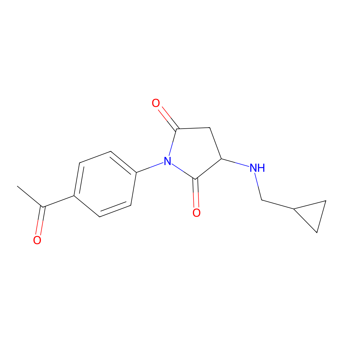 1-(4-Acetylphenyl)-3-[(cyclopropylmethyl)amino]pyrrolidine-2,5-dione molecular structure, CAS 1415719-09-3