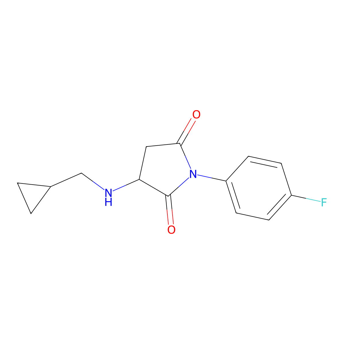3-[(Cyclopropylmethyl)amino]-1-(4-fluorophenyl)pyrrolidine-2,5-dione molecular structure, CAS 1415719-10-6
