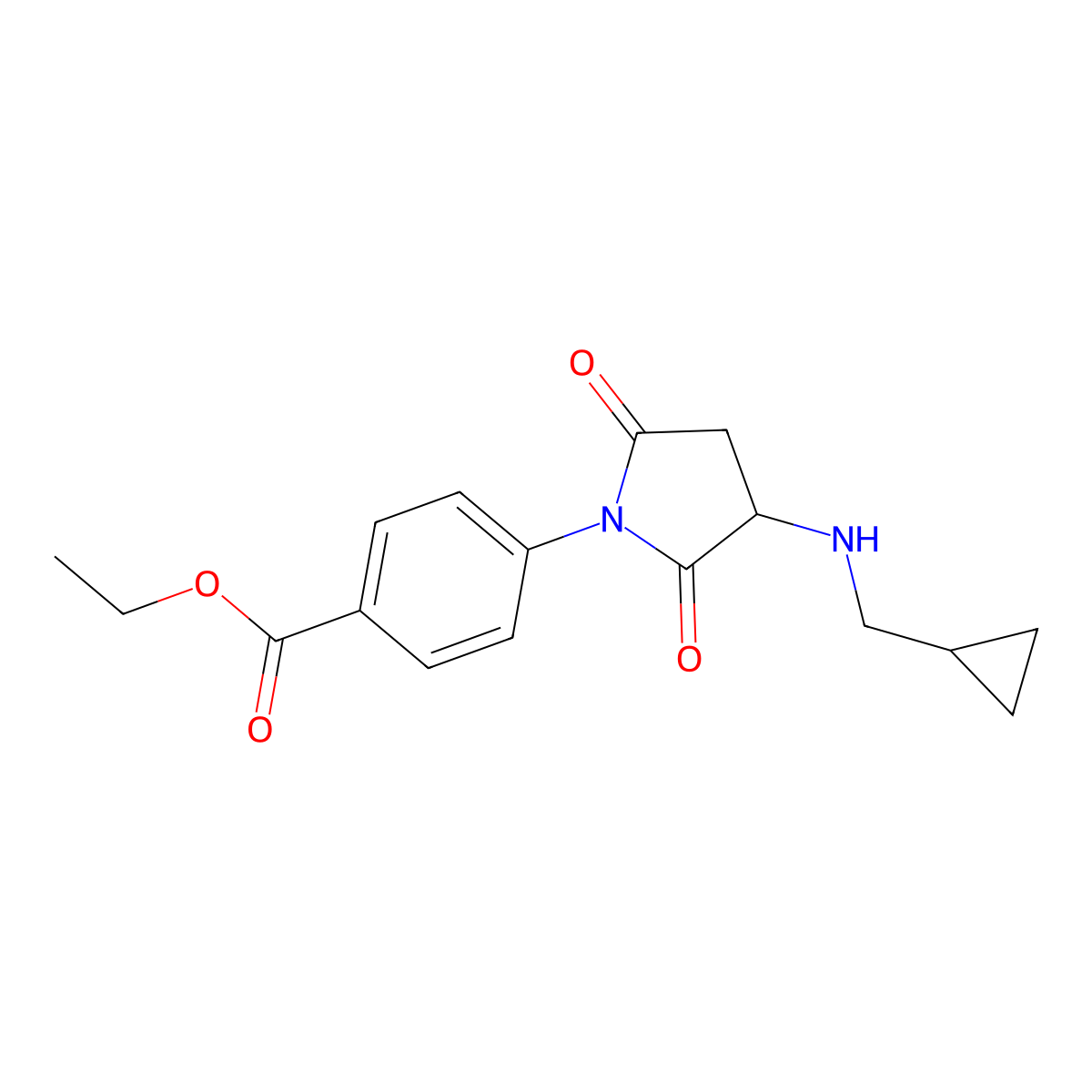 Ethyl 4-{3-[(cyclopropylmethyl)amino]-2,5-dioxopyrrolidin-1-yl}benzoate molecular structure, CAS 1415719-11-7