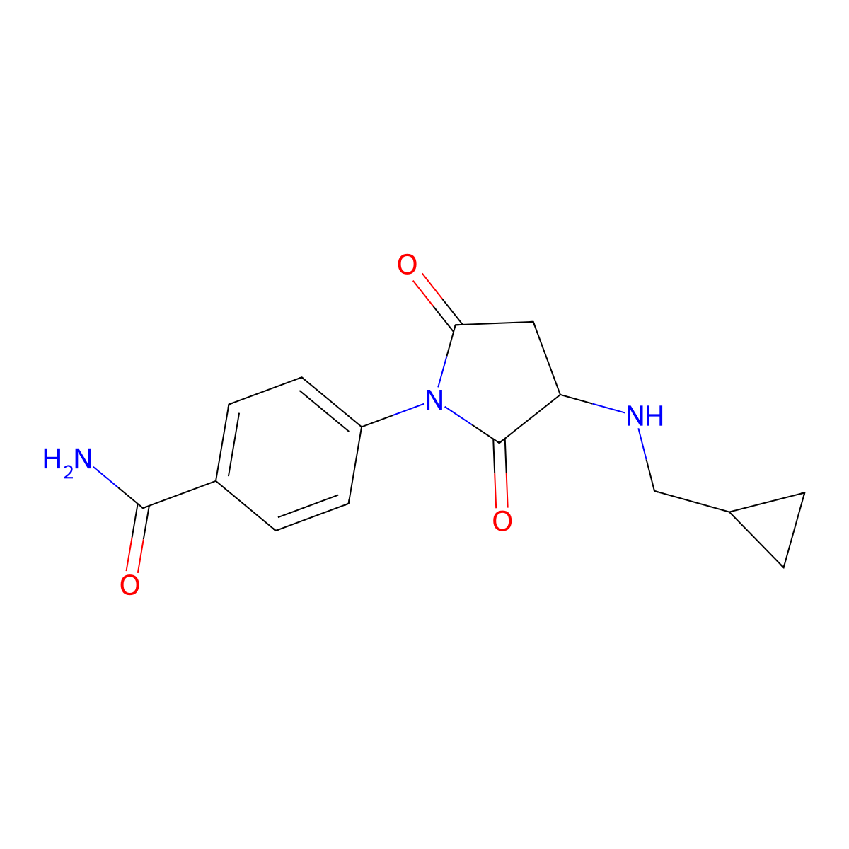 4-{3-[(Cyclopropylmethyl)amino]-2,5-dioxopyrrolidin-1-yl}benzamide molecular structure, CAS 1415719-12-8