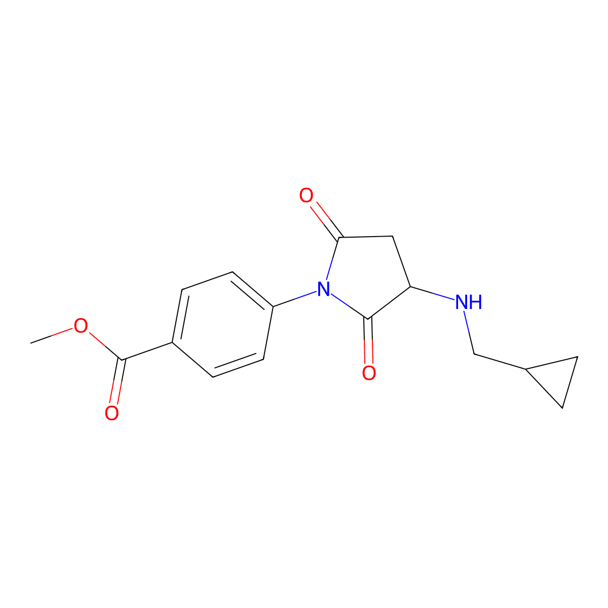 Methyl 4-{3-[(cyclopropylmethyl)amino]-2,5-dioxopyrrolidin-1-yl}benzoate molecular structure, CAS 1415719-15-1