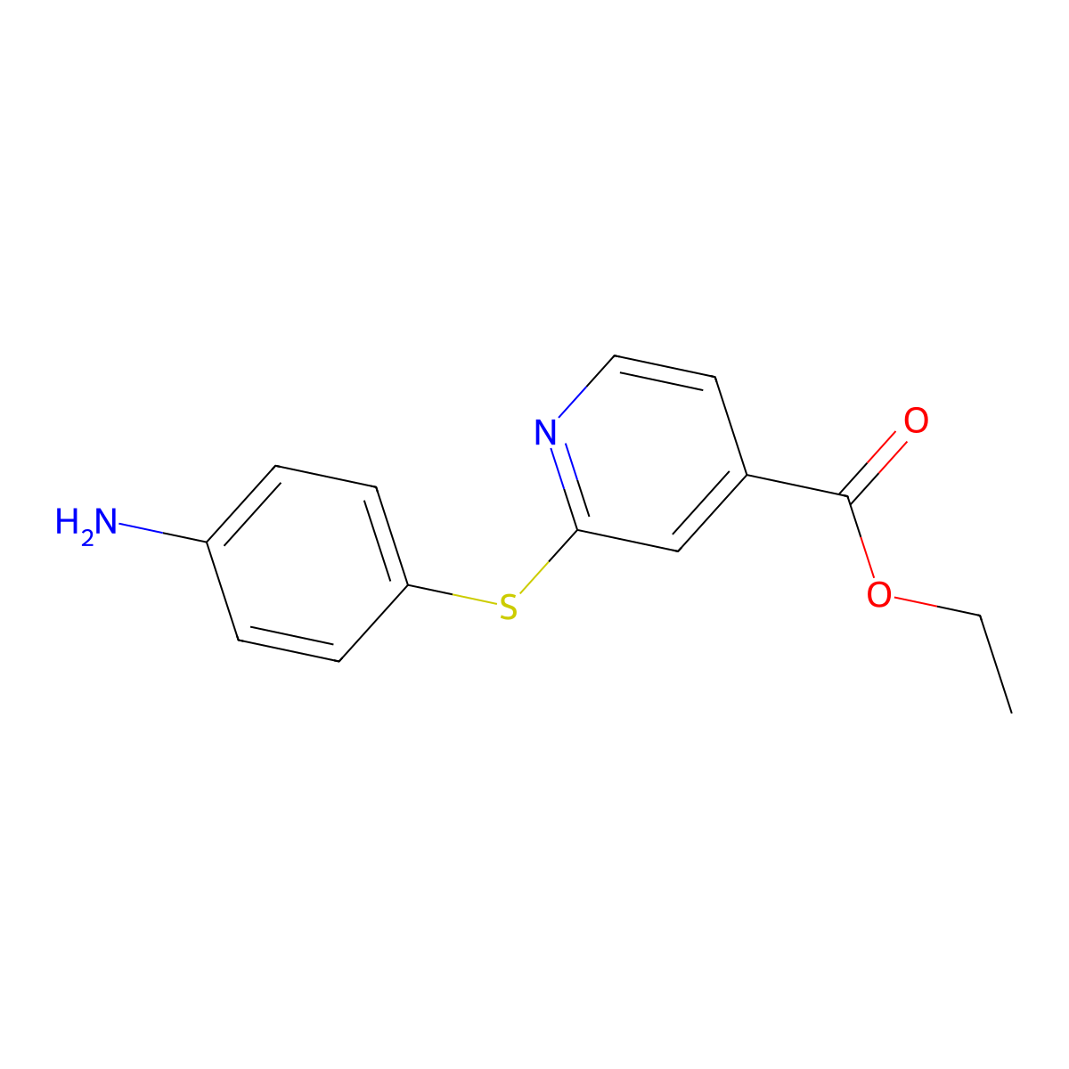 Ethyl 2-[(4-aminophenyl)thio]isonicotinate molecular structure, CAS 1415719-18-4