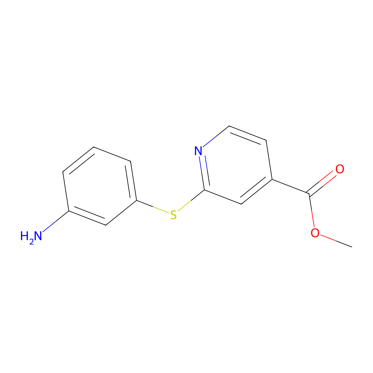 Methyl 2-[(3-aminophenyl)thio]isonicotinate molecular structure, CAS 1415719-19-5