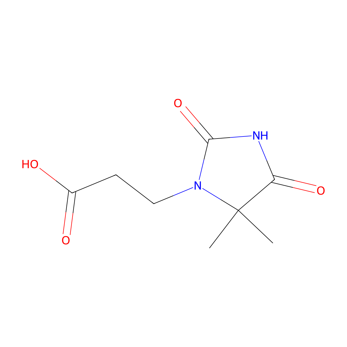 3-(5,5-Dimethyl-2,4-dioxoimidazolidin-1-yl)propanoic acid molecular structure, CAS 1415719-25-3
