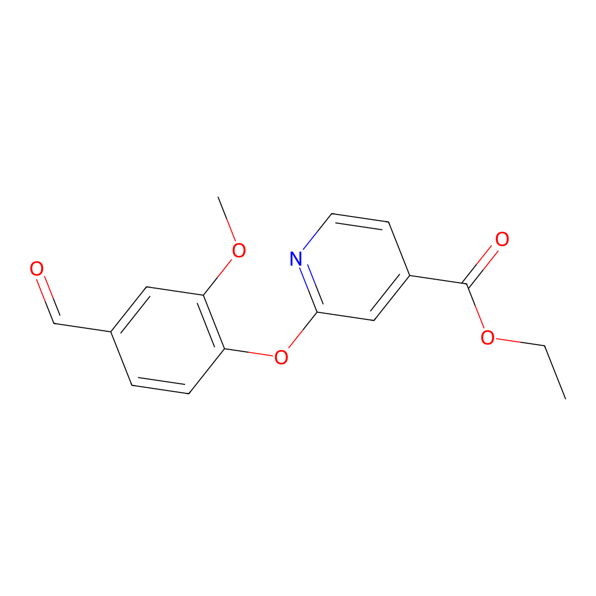 Ethyl 2-(4-formyl-2-methoxyphenoxy)isonicotinate molecular structure, CAS 1415719-30-0