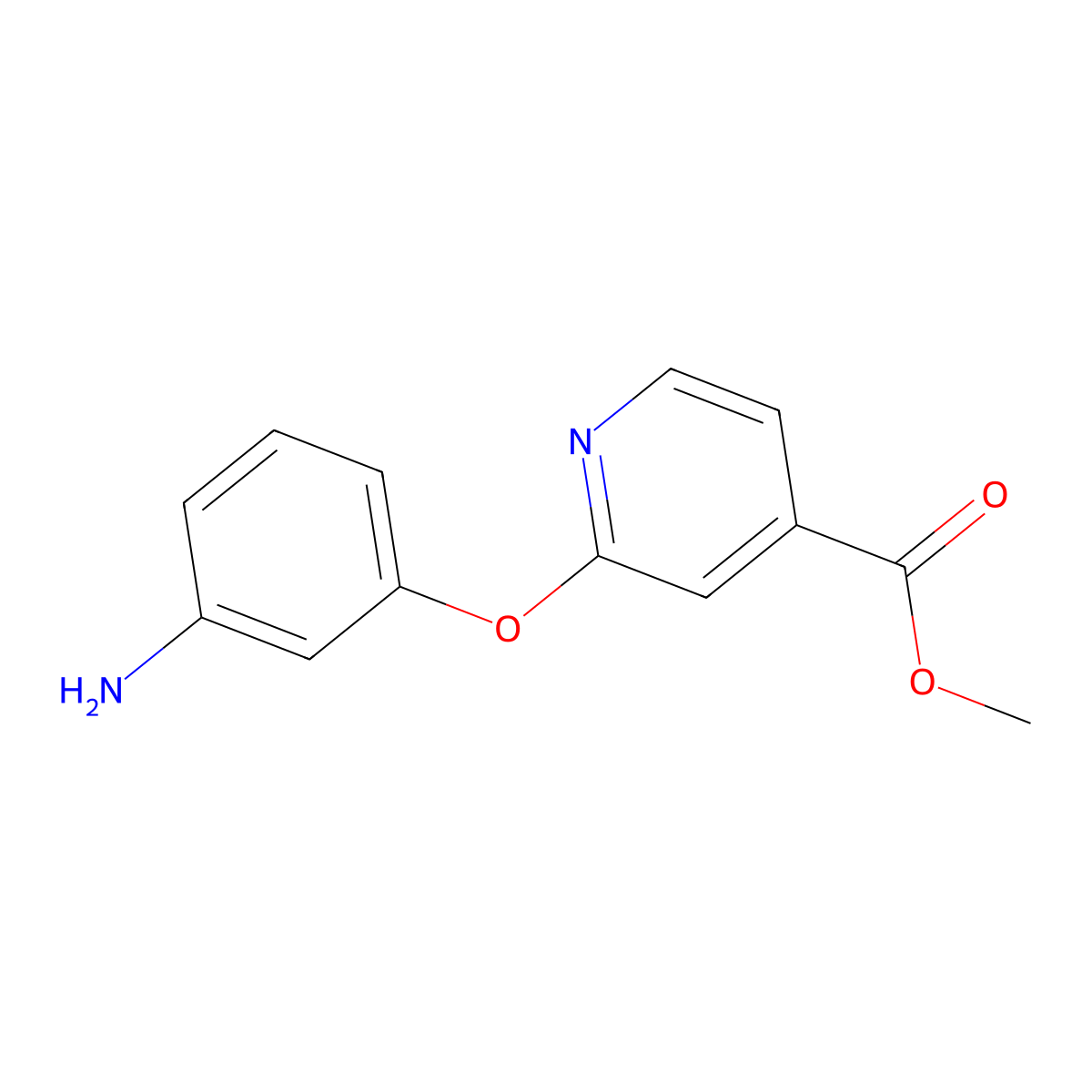 Methyl 2-(3-aminophenoxy)isonicotinate molecular structure, CAS 1415719-46-8