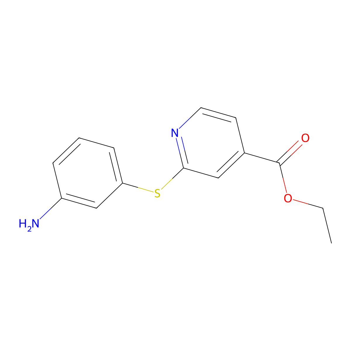 Ethyl 2-[(3-aminophenyl)thio]isonicotinate molecular structure, CAS 1415719-48-0