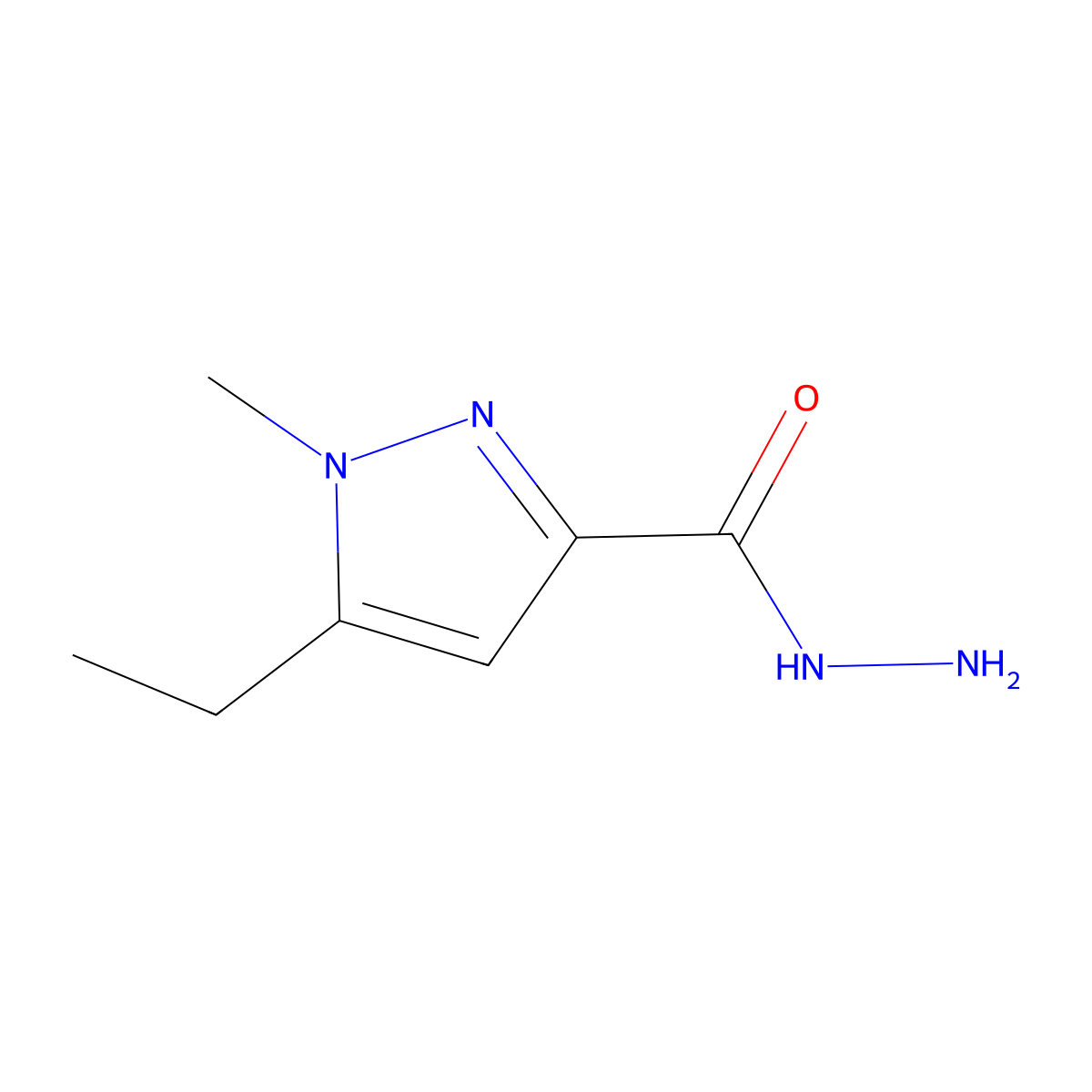5-ethyl-1-methyl-1H-pyrazole-3-carbohydrazide molecular structure, CAS 1415719-49-1