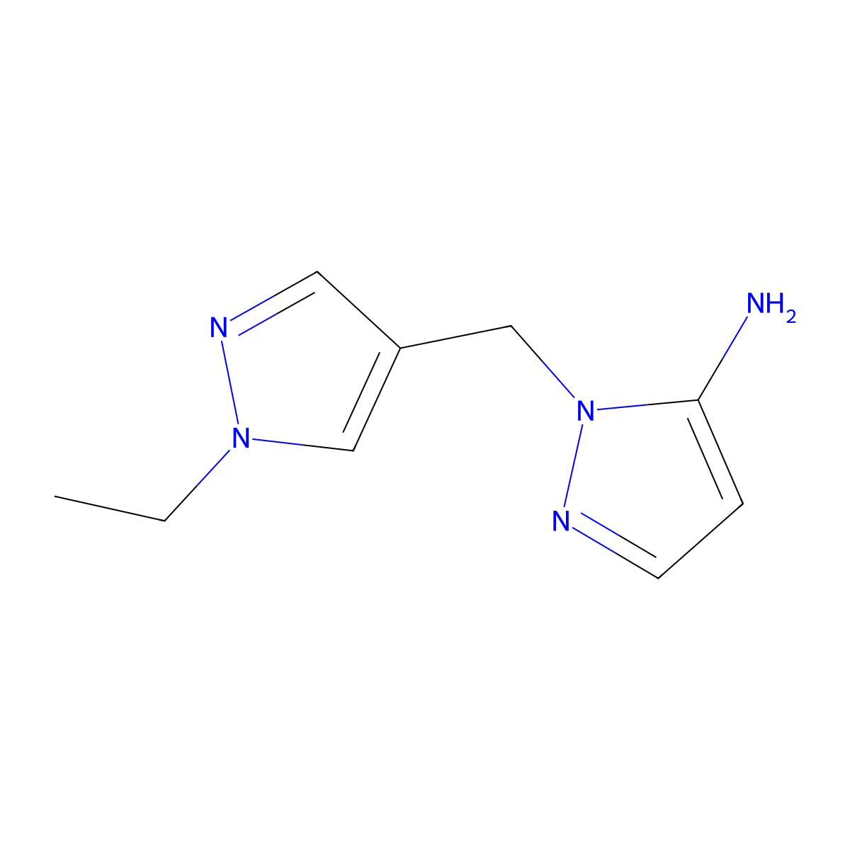 1-[(1-ethyl-1H-pyrazol-4-yl)methyl]-1H-pyrazol-5-amine molecular structure, CAS 1415719-51-5