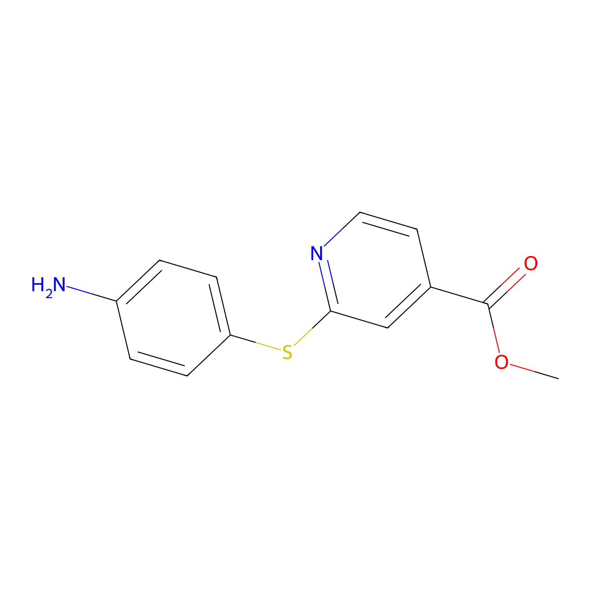 Methyl 2-[(4-aminophenyl)thio]isonicotinate molecular structure, CAS 1415719-59-3
