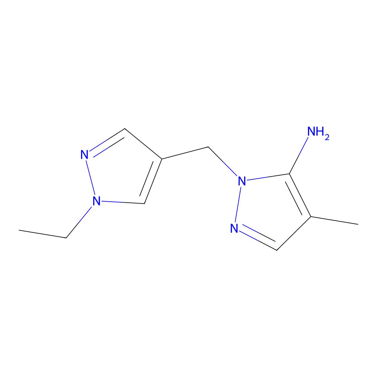 1-[(1-ethyl-1H-pyrazol-4-yl)methyl]-4-methyl-1H-pyrazol-5-amine molecular structure, CAS 1415719-61-7