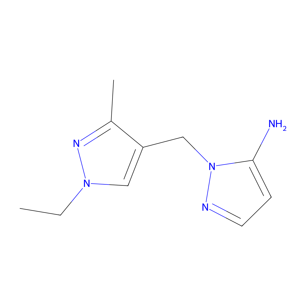 1-[(1-ethyl-3-methyl-1H-pyrazol-4-yl)methyl]-1H-pyrazol-5-amine molecular structure, CAS 1415719-63-9