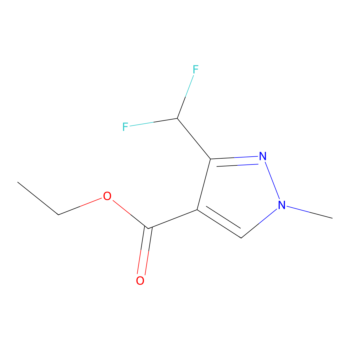Ethyl 3-difluoromethyl-1-methyl-4-pyrazole carboxylate molecular structure, CAS 141573-95-7