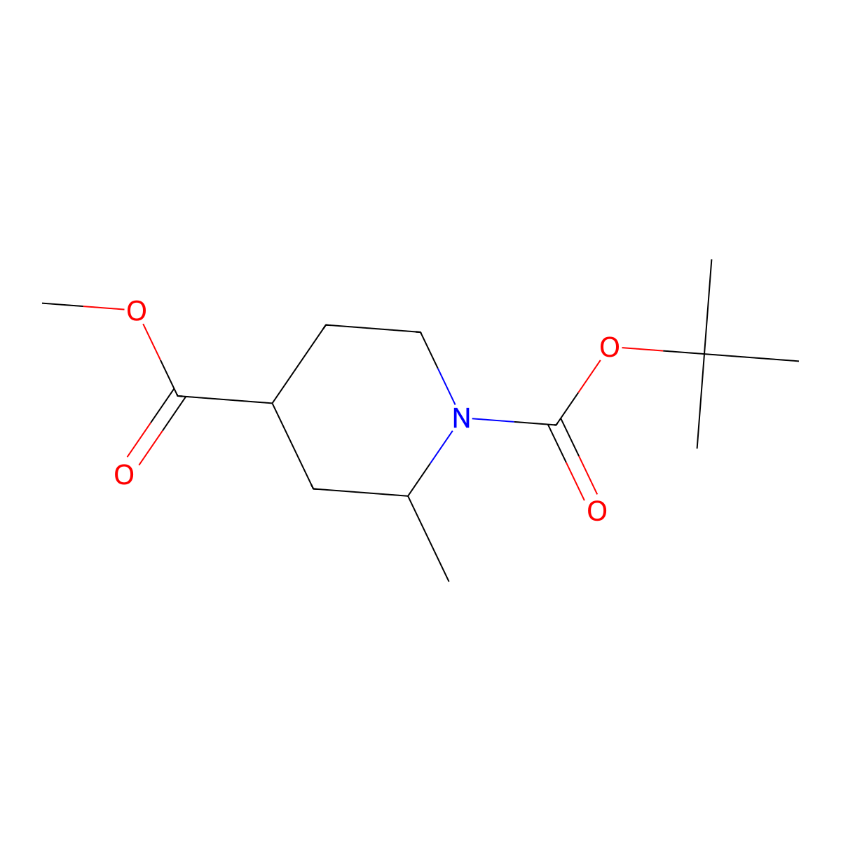 1-Tert-butyl 4-methyl 2-methylpiperidine-1,4-dicarboxylate molecular structure, CAS 1415740-83-8