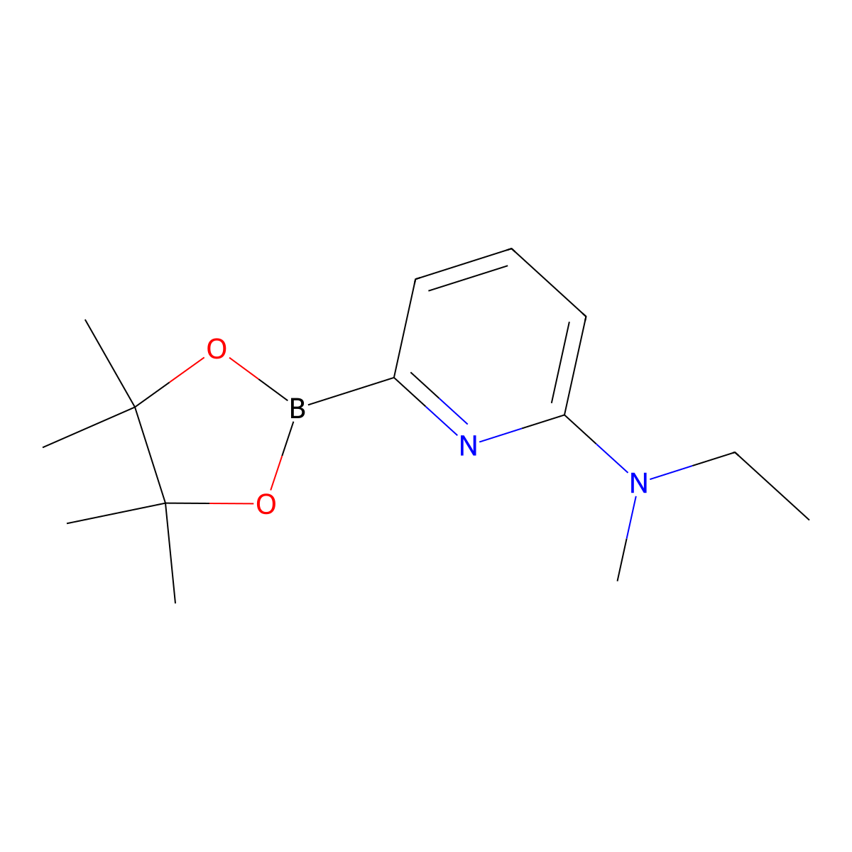 N-Ethyl-N-methyl-6-(4,4,5,5-tetramethyl-1,3,2-dioxaborolan-2-YL)pyridin-2-amine molecular structure, CAS 1415742-67-4