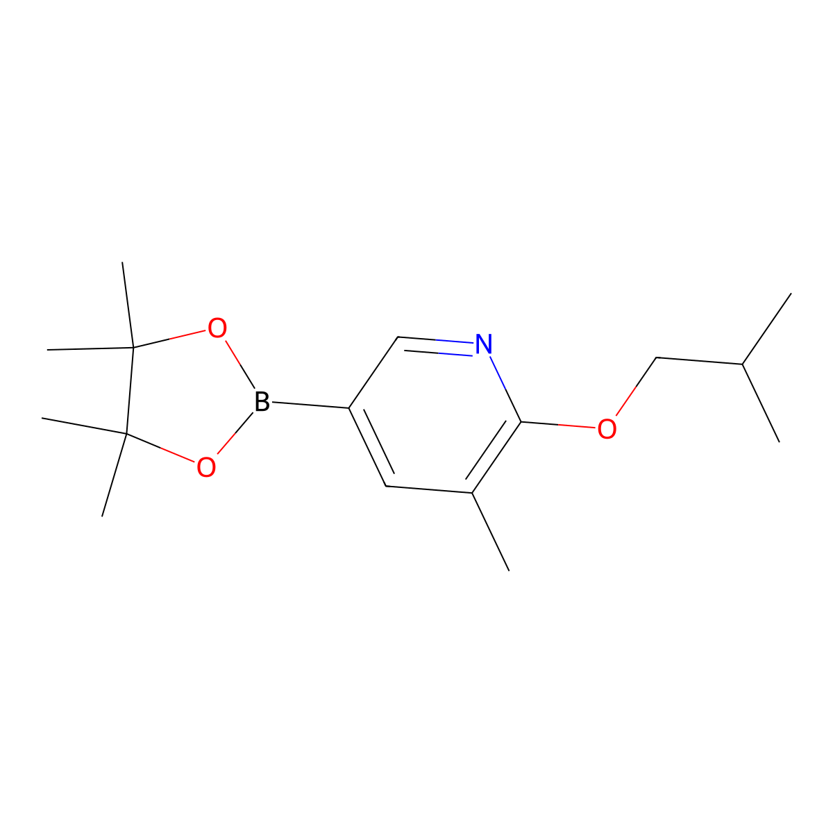 2-Isobutoxy-3-methyl-5-(4,4,5,5-tetramethyl-1,3,2-dioxaborolan-2-yl)pyridine molecular structure, CAS 1415743-06-4