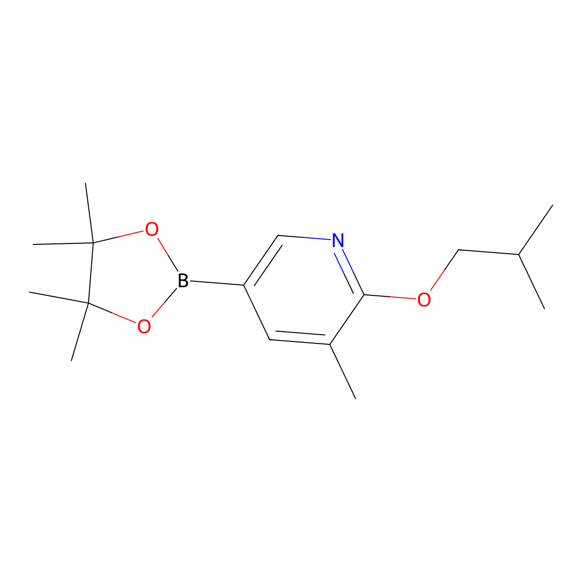 2-Isobutoxy-3-methyl-5-(4,4,5,5-tetramethyl-1,3,2-dioxaborolan-2-yl)pyridine molecular structure, CAS 1415743-06-4