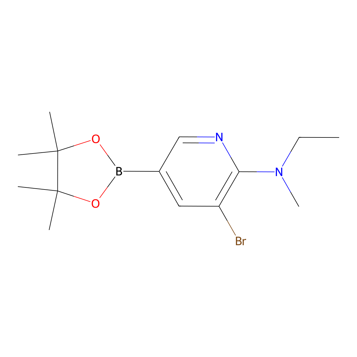5-Bromo-6-methylethylaminopyridine-3-boronic acid pinacol ester molecular structure, CAS 1415748-01-4