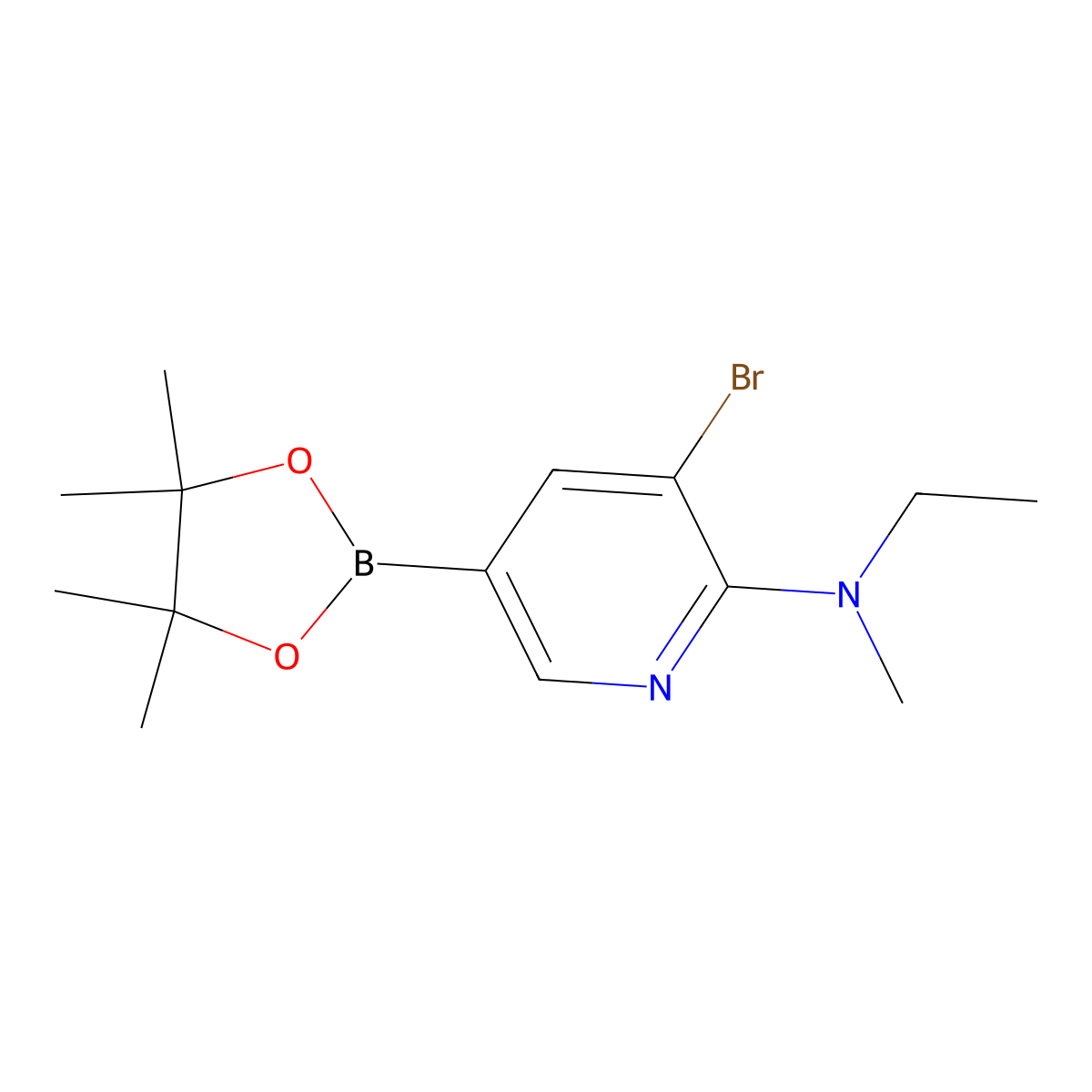 5-Bromo-6-methylethylaminopyridine-3-boronic acid pinacol ester molecular structure, CAS 1415748-01-4