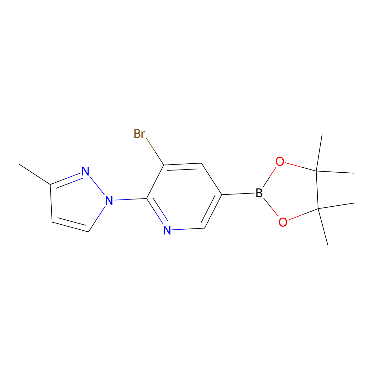 5-Bromo-6-(3-methyl-1H-pyrazol-1-yl)pyridine-3-boronic acid pinacol ester molecular structure, CAS 1415748-02-5