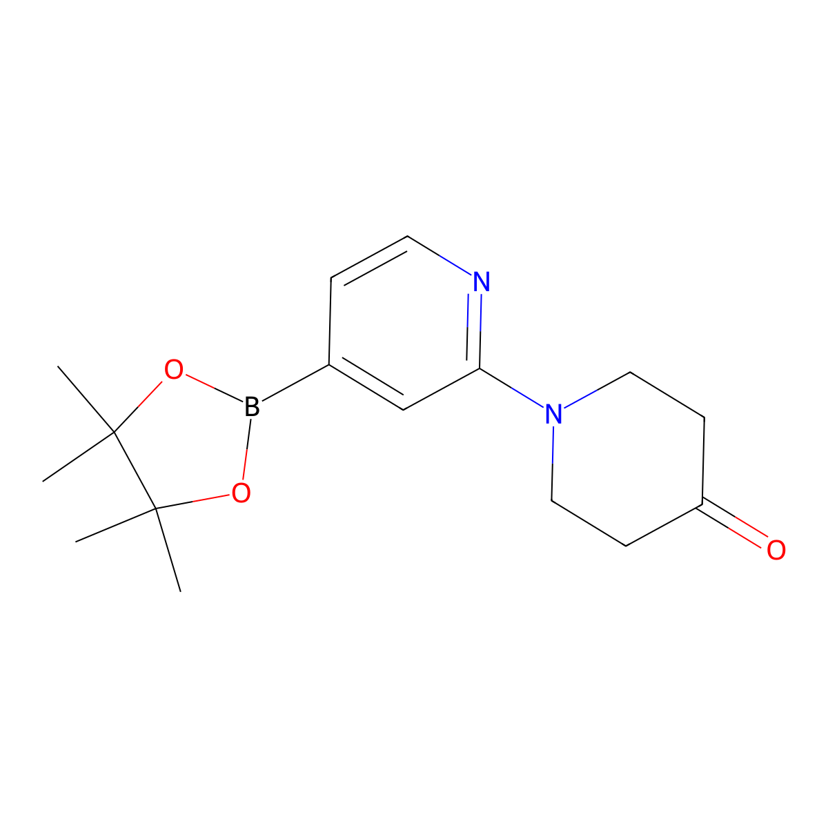 1-[4-(Tetramethyl-1,3,2-dioxaborolan-2-yl)pyridin-2-yl]piperidin-4-one molecular structure, CAS 1415748-16-1