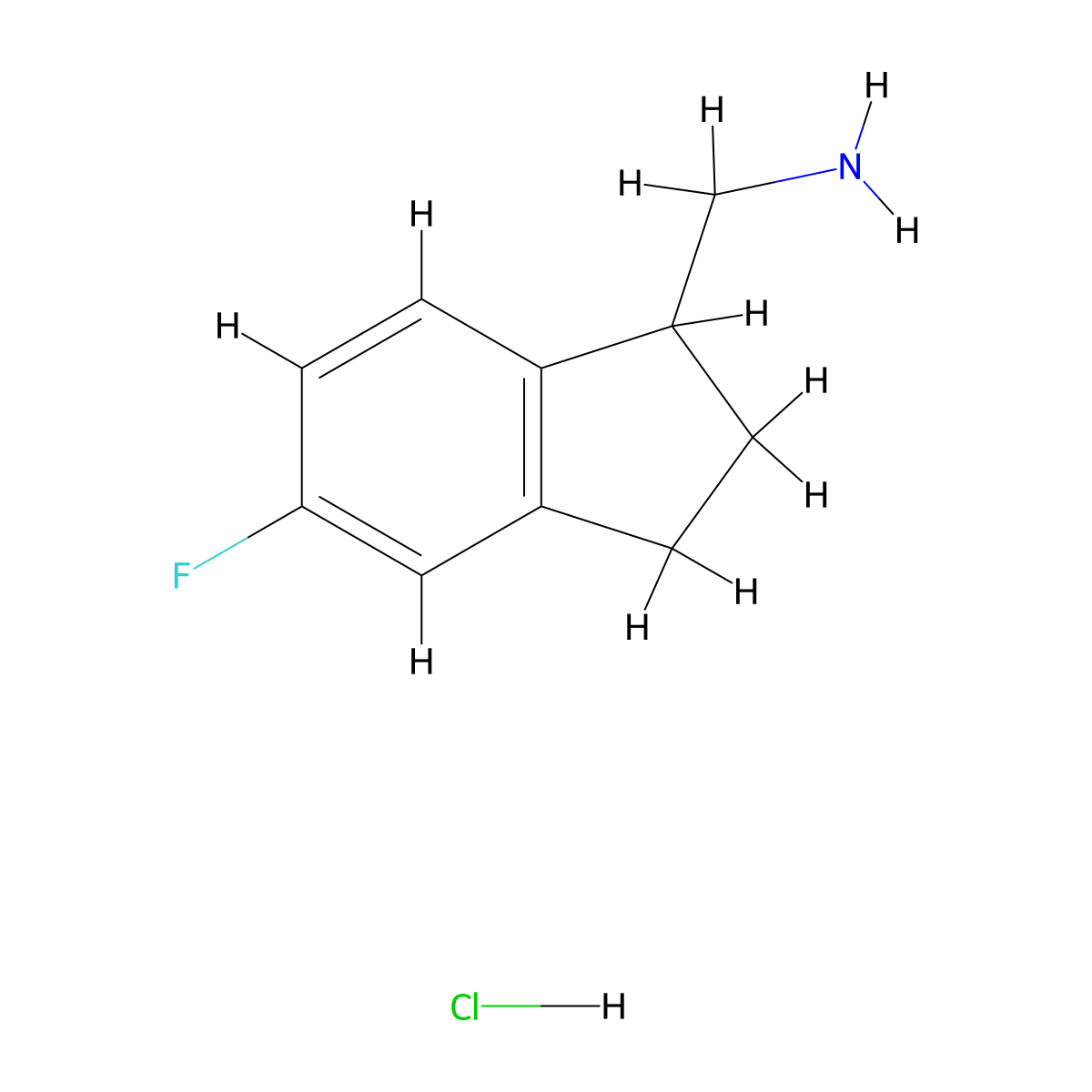 (5-fluoro-2,3-dihydro-1H-inden-1-yl)methanamine hydrochloride molecular structure, CAS 1415750-29-6