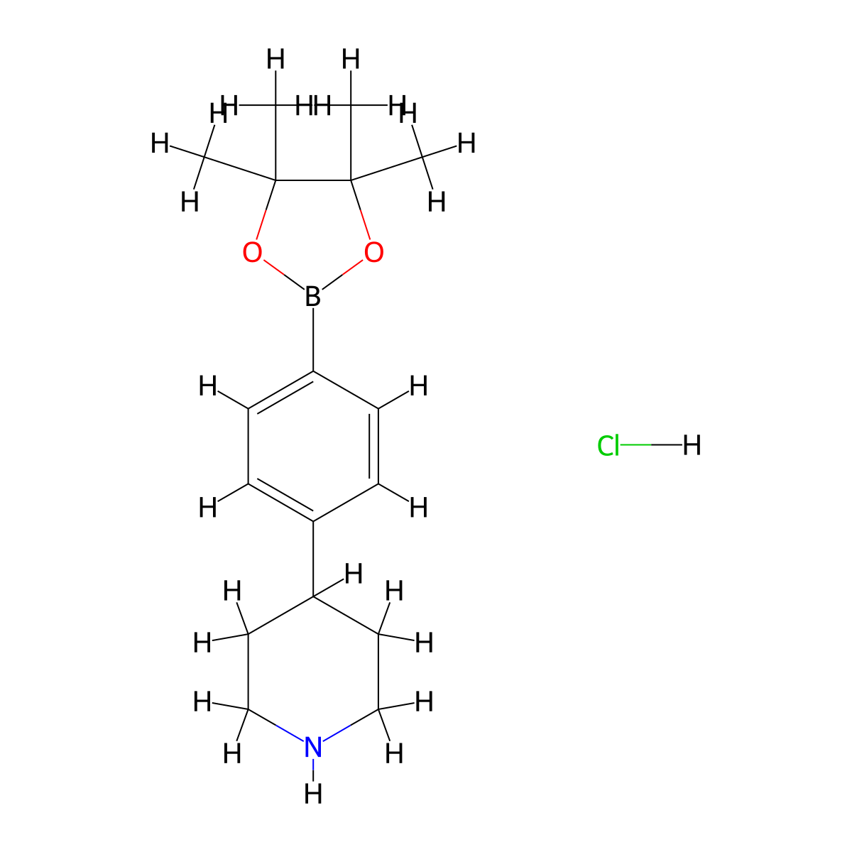4-(4-(4,4,5,5-Tetramethyl-1,3,2-dioxaborolan-2-yl)phenyl)piperidine hydrochloride molecular structure, CAS 1415794-16-9