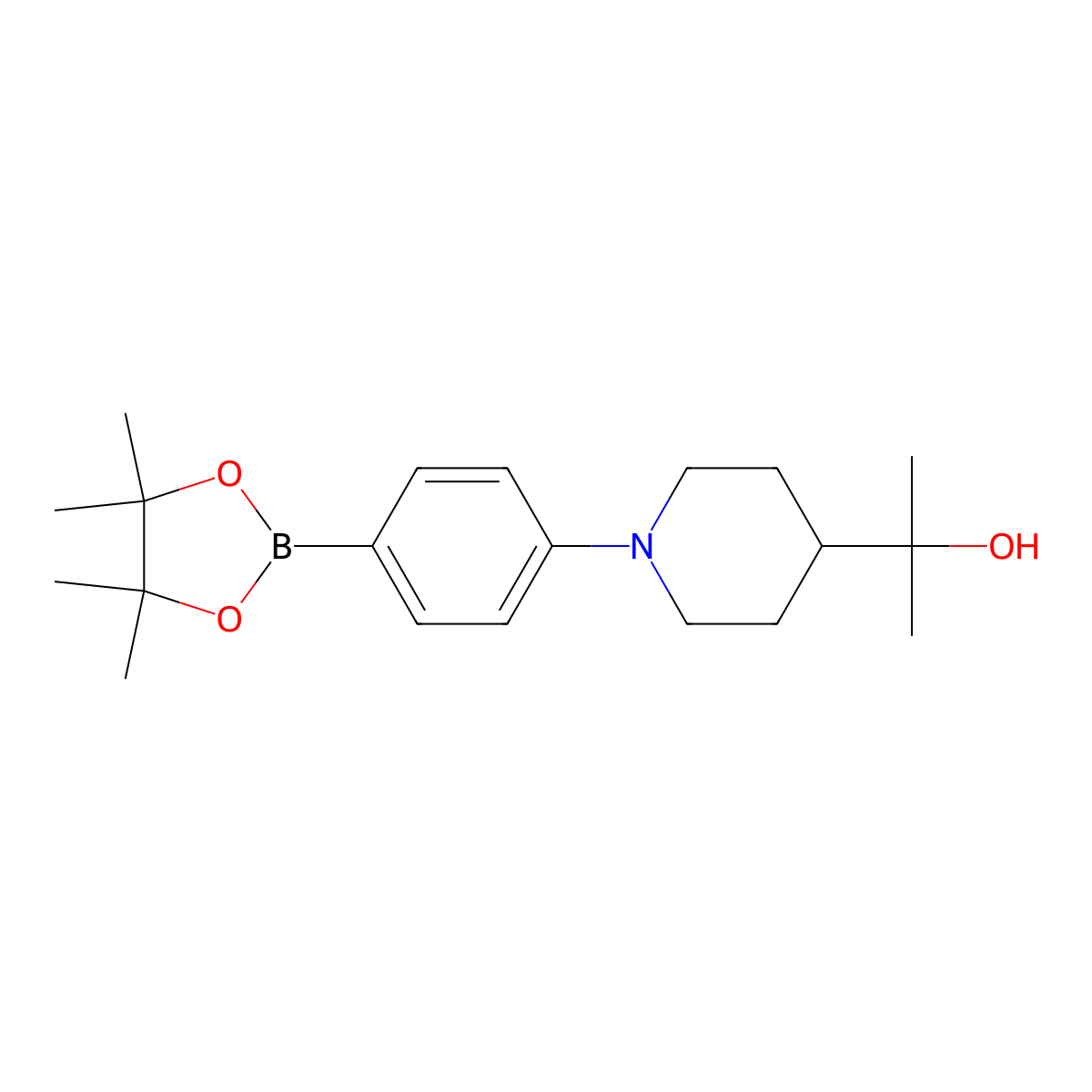 2-(1-(4-(4,4,5,5-Tetramethyl-1,3,2-dioxaborolan-2-yl)phenyl)piperidin-4-yl)propan-2-ol molecular structure, CAS 1415794-26-1