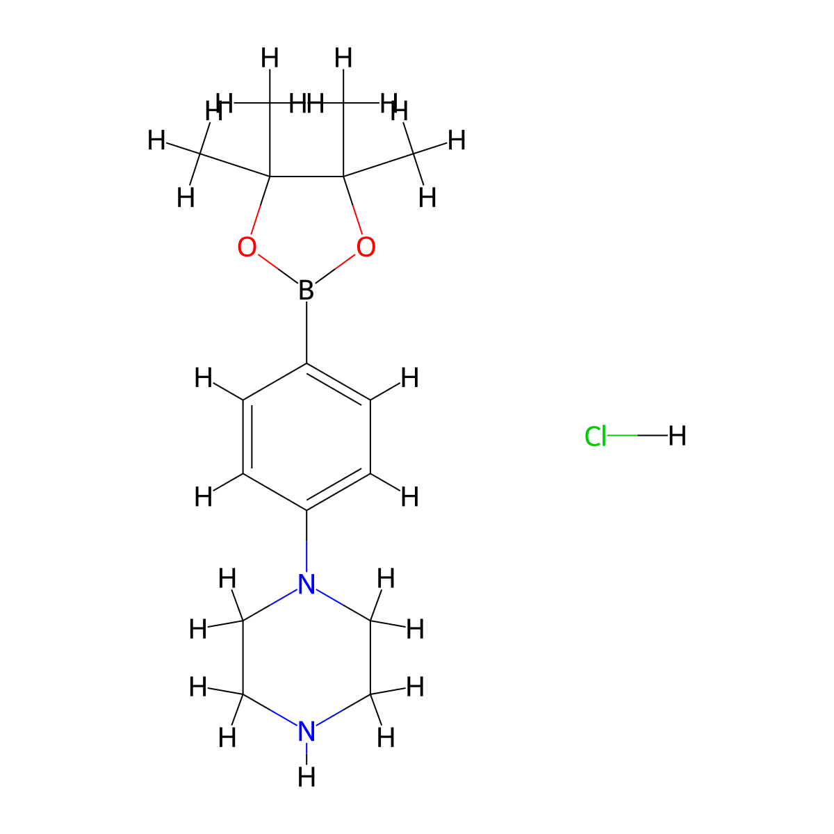 1-(4-(4,4,5,5-Tetramethyl-1,3,2-dioxaborolan-2-yl)phenyl)piperazine hydrochloride molecular structure, CAS 1415794-62-5