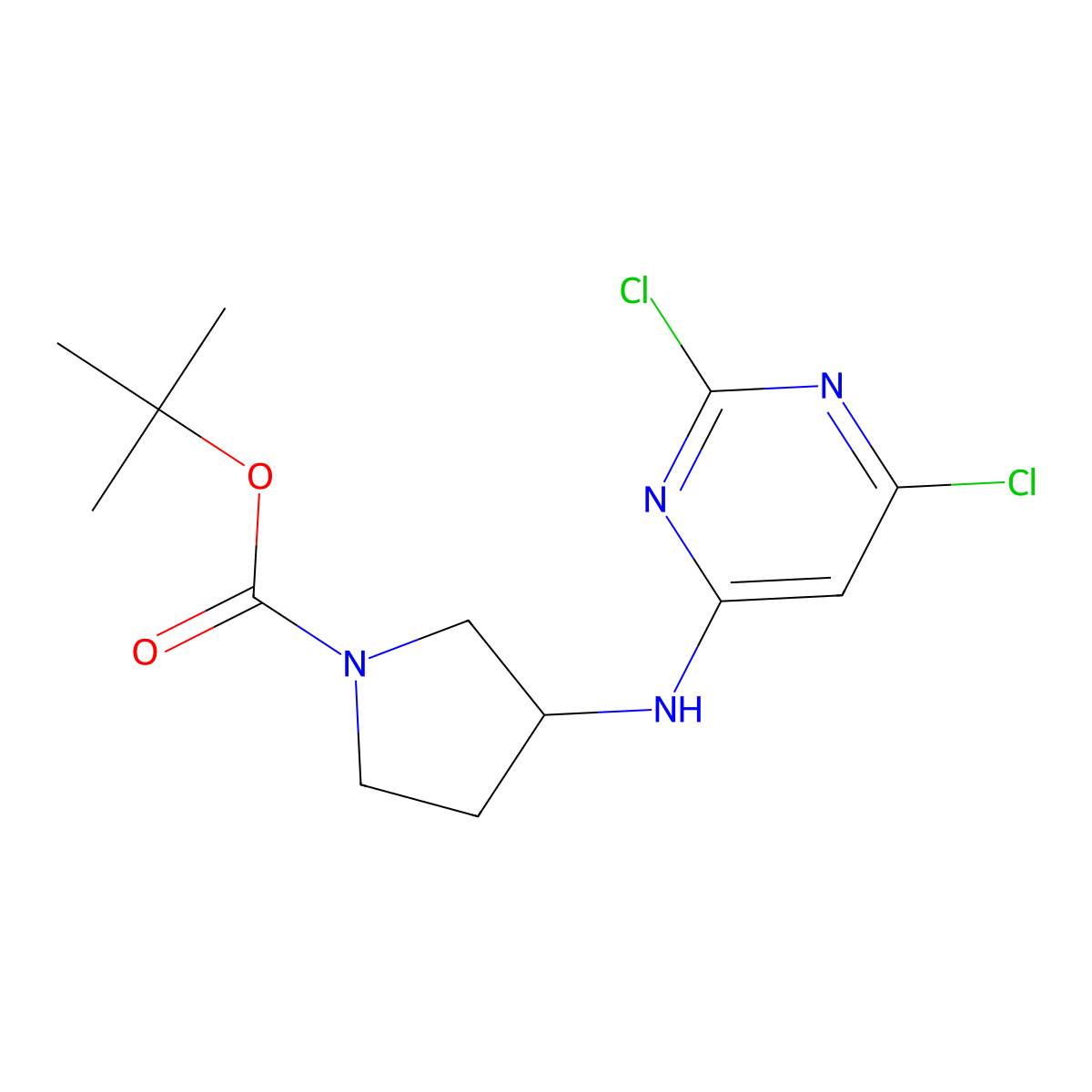 Tert-butyl 3-(2,6-dichloropyrimidin-4-ylamino)pyrrolidine-1-carboxylate molecular structure, CAS 1415800-39-3