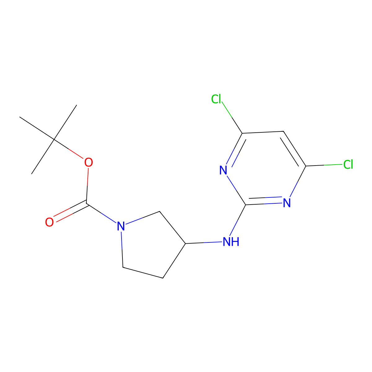 Tert-butyl 3-(4,6-dichloropyrimidin-2-ylamino)pyrrolidine-1-carboxylate molecular structure, CAS 1415800-45-1