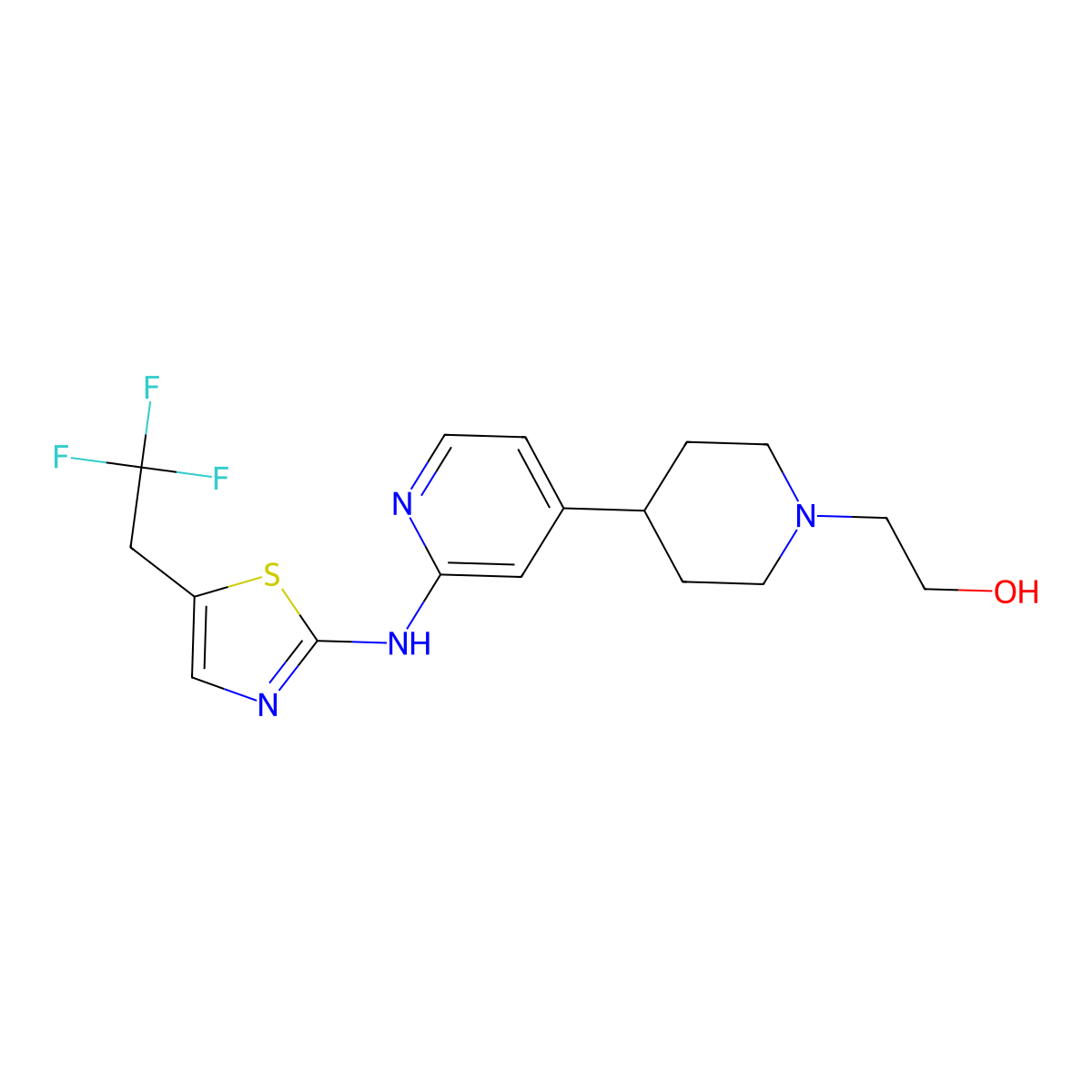 1-Piperidineethanol, 4-[2-[[5-(2,2,2-trifluoroethyl)-2-thiazolyl]amino]-4-pyridinyl]- molecular structure, CAS 1415811-64-1