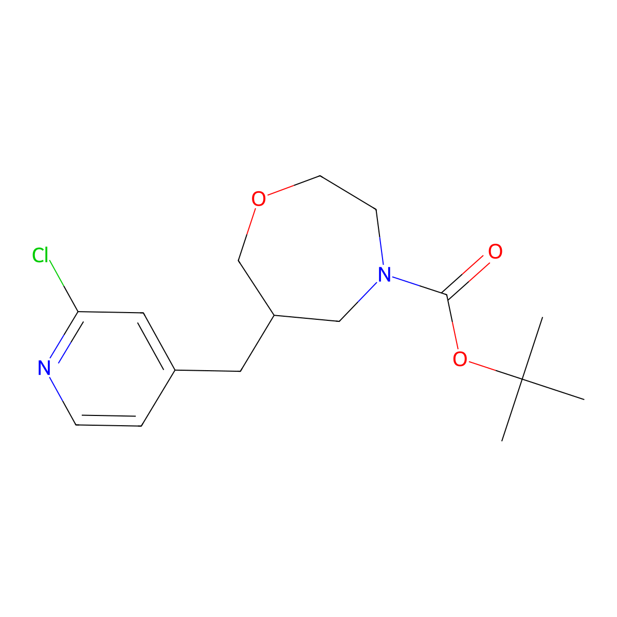 Tert-butyl 6-((2-chloropyridin-4-yl)methyl)-1,4-oxazepane-4-carboxylate molecular structure, CAS 1415812-11-1